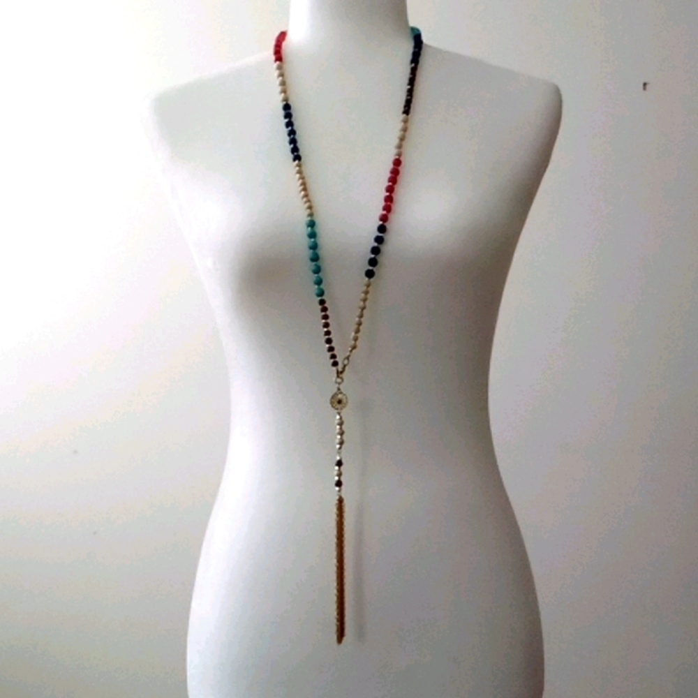 💎Super Long Tassel Necklace with Wood Beads